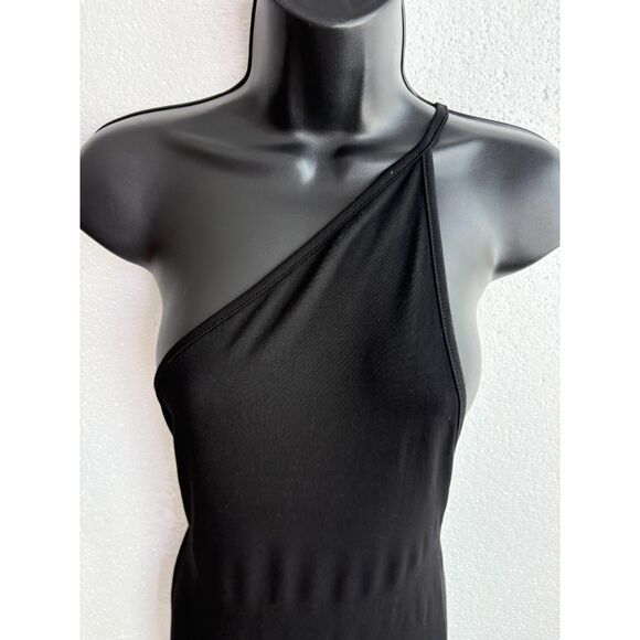 Black Asymmetrical One Shoulder Maxi Cocktail Evening Dress Open Back Size S/M - Picture 2 of 8